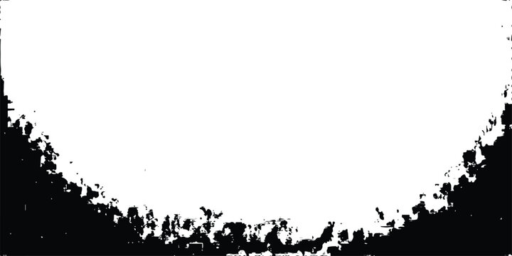 Black and white grunge vintage frame with ink texture and splatter border design for decorative text layout