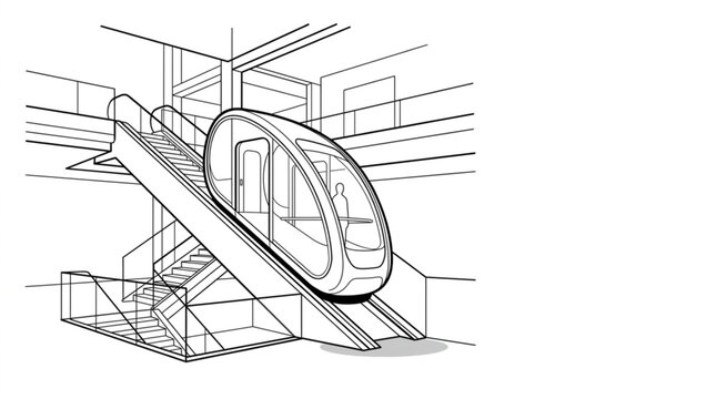 Minimal Stair Pod Elevator Vector 