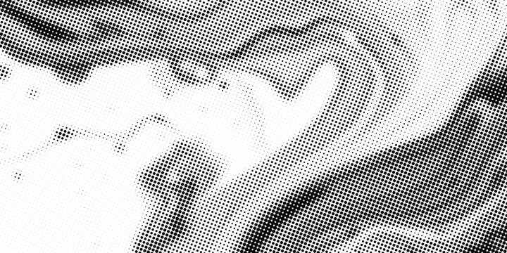 Dot grid pattern vector illustration. Simple black white point background with small and large polka dots. Abstract futuristic dotted mesh with gradient effect. Geometric minimal digital design.