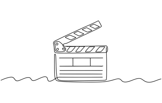 movie clapperboard one continuous line art, Vector illustration, One line art, Line art.