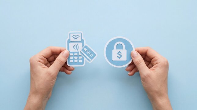 Financial technology icons for secure contactless mobile payments
