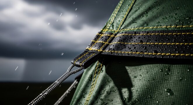 Tent Fabric Protects Against Rain with Durable Seams During Outdoor Adventure