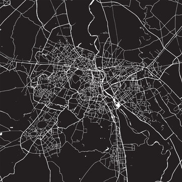 New Delhi India Vector Map, Detailed City Street Map Black and White Minimalist Line Art
