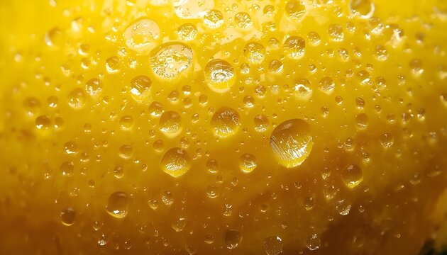 Close up lemon surface with water droplets yellow texture freshness concept photo