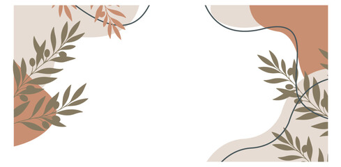 Autumn leaf branch with acorn illustration on white background minimalist line art © Iqbal