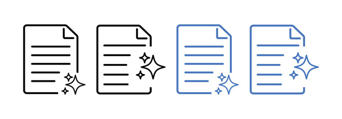 ai document icon set.   document icons with magic stars sparkle.  artificial intelligence text file writing symbol. digital document design. writing assistance and automated content generation   © Sultana Design