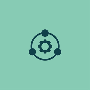 Abstract Network Connection Gear Icon Vector Design