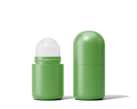 Plastic Roll-On Bottle Packaging, Roller Bottle isolated on transparent background, prepared for mockup, 3D render.