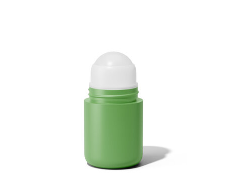 Plastic Roll-On Bottle Packaging, Roller Bottle isolated on transparent background, prepared for mockup, 3D render.