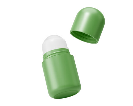 Plastic Roll-On Bottle Packaging, Roller Bottle isolated on transparent background, prepared for mockup, 3D render.