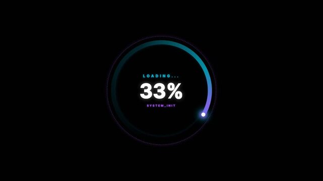 Futuristic circular progress bar showing 6 percent completion on a black background with text SYSTEM_INIT and LOADING.