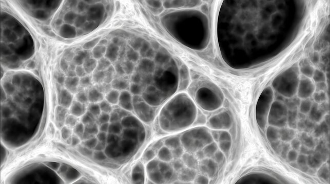 Structure microscopique poreuse r&eacute;v&eacute;lant un r&eacute;seau complexe de cavit&eacute;s