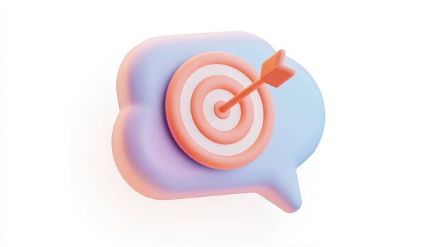 bulle BD avec cible et fl&egrave;che dans un style 3D moderne color&eacute;