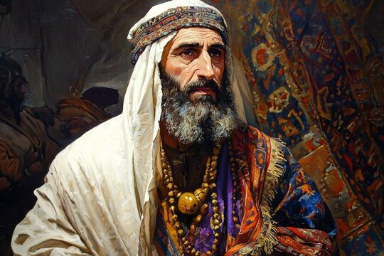 A detailed portrait of a biblical pharisee character. 