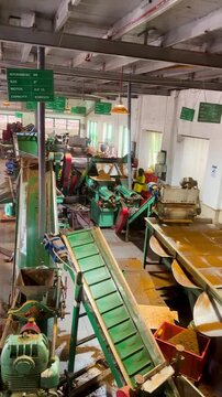 Nuwara Eliya, Sri Lanka &ndash; 24 March 2024: Video shows a tea factory with equipment in operation producing Ceylon tea. Editorial use only.