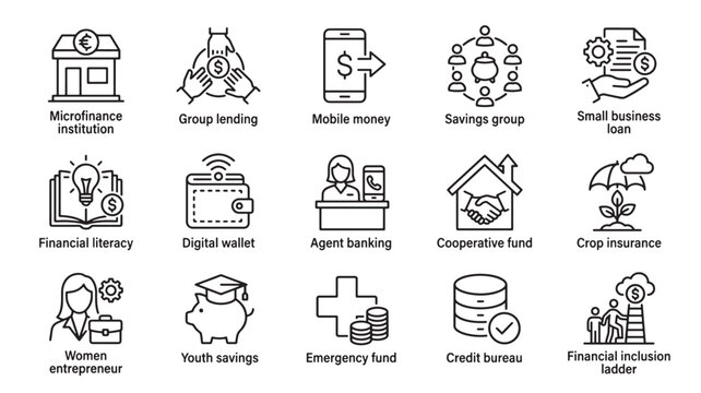 Financial Icons Set For Banking And Investment Concepts