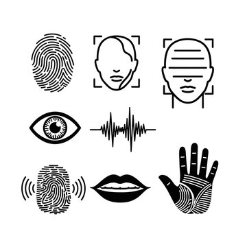Biometric Identification Security Icons Set.