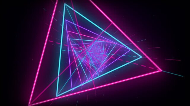 Abstract Neon Triangle Tunnel Infinite Loop Animation.