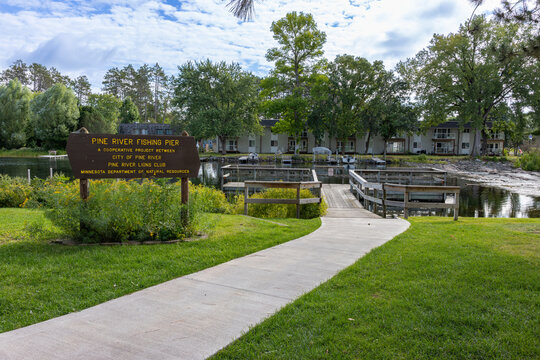 Pine River Fishing Pier and Waterfront Park Along the Pine River in Minnesota