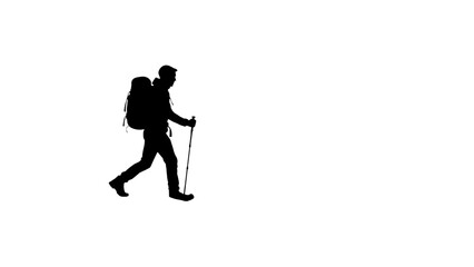 Obraz premium Hiker silhouette, trekking icon, backpacker symbol, walking illustration