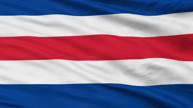 Flag of costa rica waving in the wind with blue, white, and red stripes