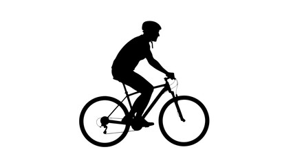 Naklejka premium Black silhouette cyclist, bicycle icon, cycling symbol, sports illustration
