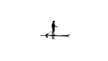 Naklejka premium Stand Up Paddleboarder, Paddle Board Silhouette, Black Icon, Water Sports