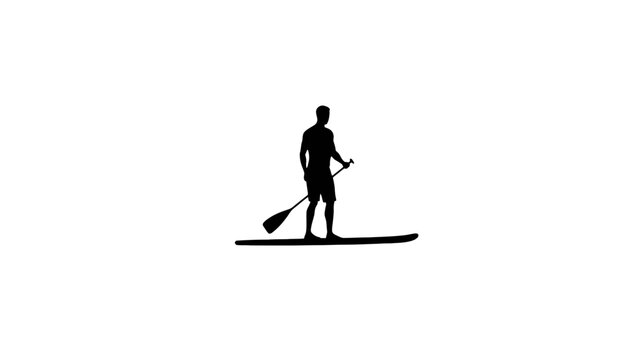 Stand Up Paddleboard, SUP, Paddle Board, Silhouette, Black Icon