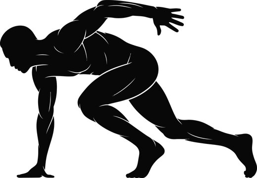 Silhouette of a sprinter in starting position
