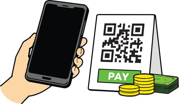 mobile phone with qr code vector EPS 