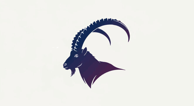 Stylized silhouette of a ram with grand, curved horns against a white background