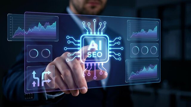 Artificial intelligence technology powers smart search engine optimization with cloud data and geo location for chatbot interaction and advanced digital marketing solutions driving online business