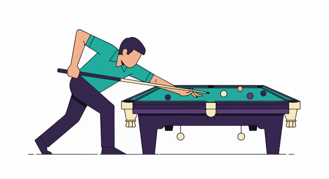 Stylized illustration of a person playing pool