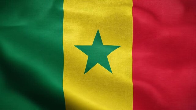 Flag of senegal with green star on yellow and red background