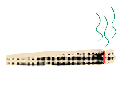 Marijuana joint halftone scrapbook element. Popart collage cutout.