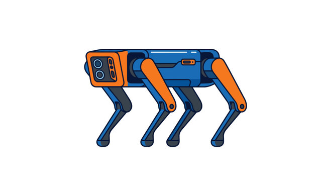 Quadruped Robot Flat Vector Illustration on PNG Background, quadruped robot, robot vector, robotics illustration, inspection robot, robotic dog vector, automation technology, AI robot, 