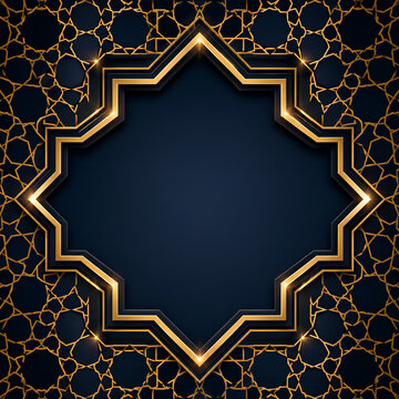 Islamic Geometric Gold Frame Luxury Background