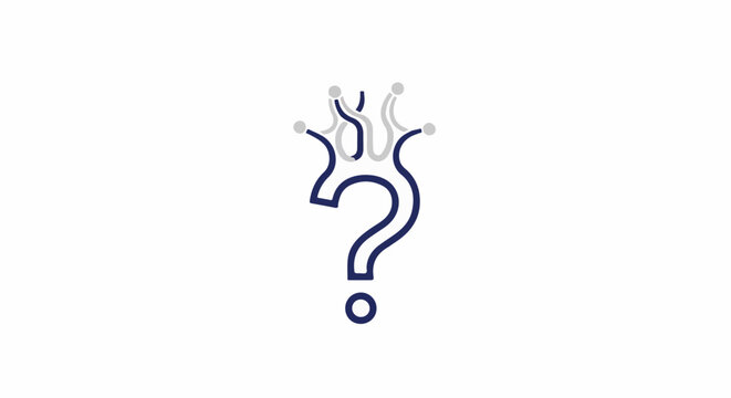 Stylized question mark in the shape of a crown, suggesting mystery or inquiry
