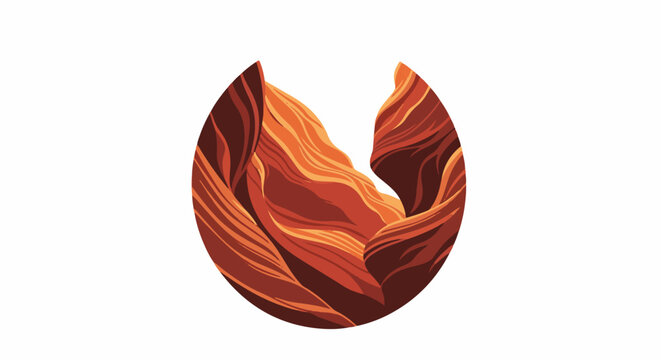 Stylized rendering of sandstone formations in warm, earthy tones within an oval