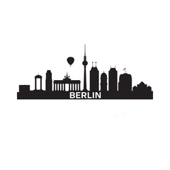 Berlin skyline silhouette with text on white background © NILUFA