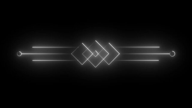 Neon glowing white color deco divider header icon on black background.