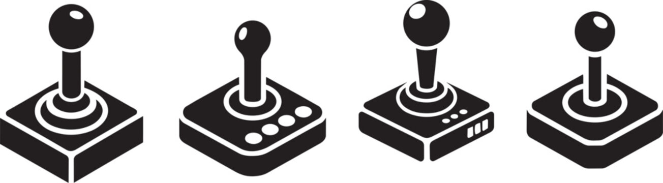 Classic joystick controller set for video games vector illustration art.