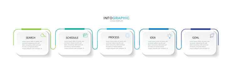 Obraz premium Creative concept for infographic with 5 steps, options, parts or processes. Business data visualization. 