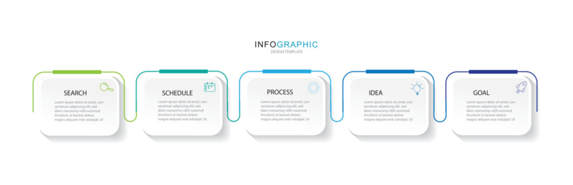 Creative concept for infographic with 5 steps, options, parts or processes. Business data visualization.	