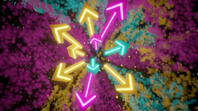 Colorful 3D graffiti wall with abstract vector pattern of numbers, arrows, stars and snowflake holiday icons, seamless festive design illustration wallpaper