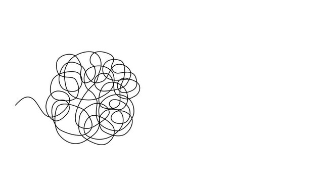 One Line Illustration &ndash; From Chaos to Lightbulb Solution Concept