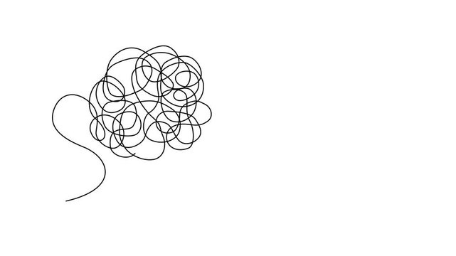 One Line Illustration &ndash; Confusion with Brain and Lightbulb Concept
