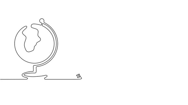 One Line Illustration &ndash; Educational Work Tools with Globe and Lightbulb