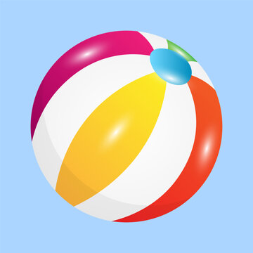 Beach ball with colorful stripes, vector illustration.