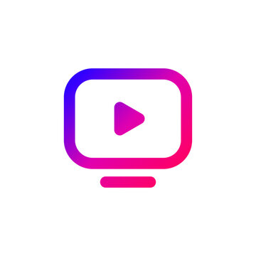 Smart TV Video Player Gradient Icon for Media Streaming and Digital Movies